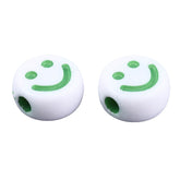 Acrylic Smiley Face Beads 10x5 MM (10 Grams, 30 Pieces) Flat Round Mixed Colors For Jewellery Making DIY Arts Crafts